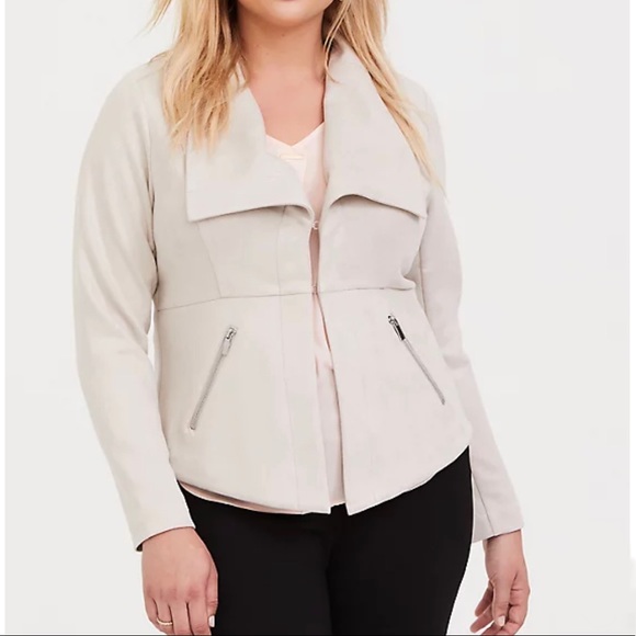 Torrid Vegan Suede Peplum Jacket in Grey Size 1X - Picture 1 of 10